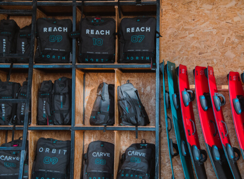 Kitesurfing beginners on the beach